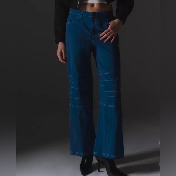 Urban Outfitters Silence + Noise Reflective Pants Women's Navy Blue Trousers - Picture 1 of 6